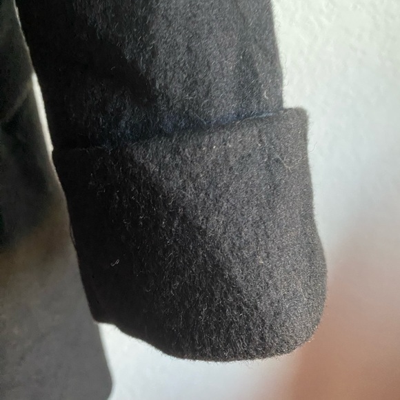 Vtg Fabio Wool Elegant Black Double-Breasted Black Peacoat Office Siren Coat L - Picture 10 of 16